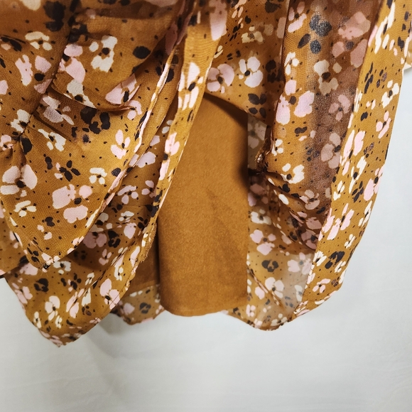 Who What Wear/bohemia Ruffles Long Sleeve Dress in Brown and Pink Floral - Picture 4 of 16